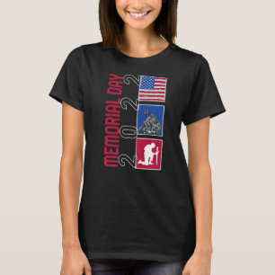 Memorial Day 2022 Veteran Military American Flag 4 T-Shirt