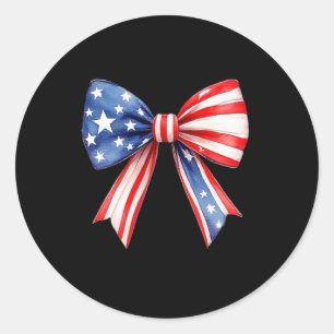 Memorial Day 2025 Usa Flag Bow Coquette 4th Of Jul Classic Round Sticker