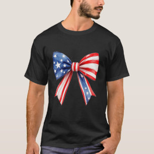 Memorial Day 2025 Usa Flag Bow Coquette 4th Of Jul T-Shirt