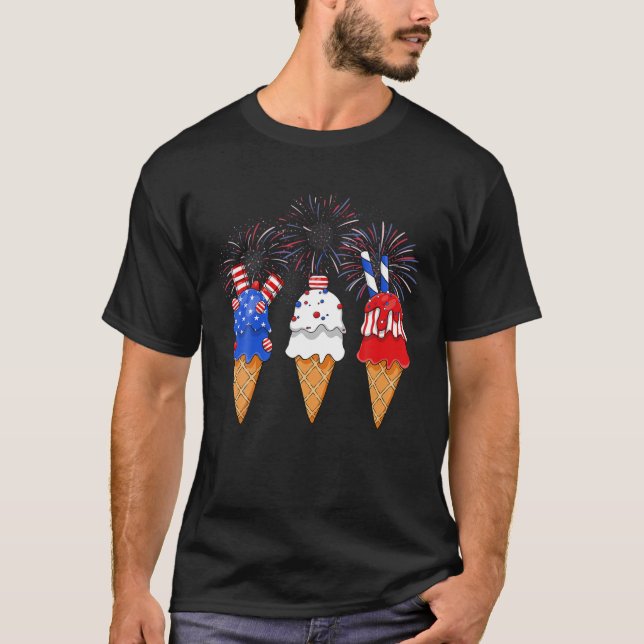 Memorial Day 4Th Of July Holiday Patriotic Ice Cre T-Shirt (Front)
