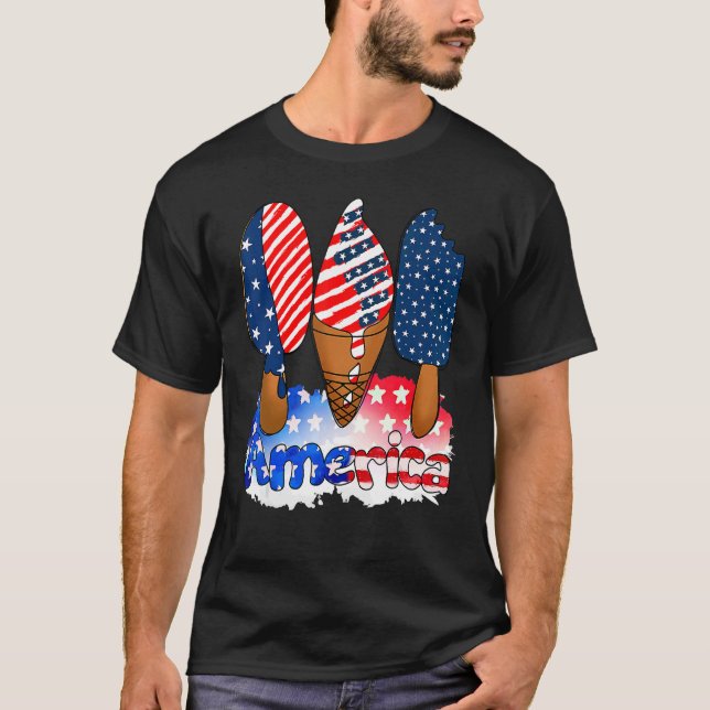 Memorial Day 4th Of July Holiday Patriotic Ice Cre T-Shirt (Front)