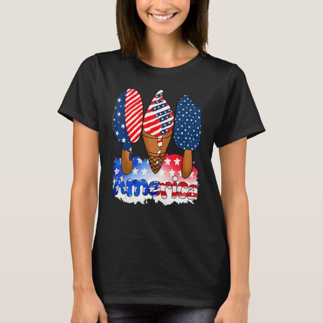 Memorial Day 4th Of July Holiday Patriotic Ice Cre T-Shirt (Front)