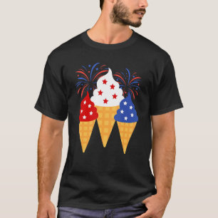 Memorial Day 4th Of July Holiday Patriotic Ice Cre T-Shirt