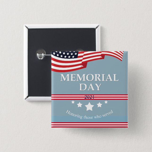 Memorial Day American Flag Typography Patriotic 15 Cm Square Badge (Front & Back)