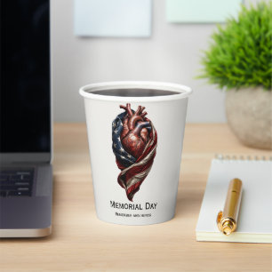 Memorial Day American Heart Tribute Paper Cups