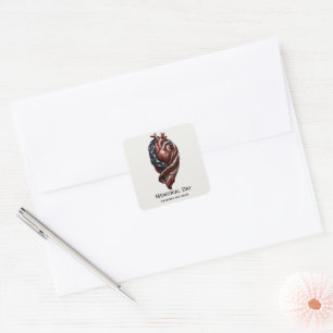 Memorial Day American Heart Tribute Square Sticker