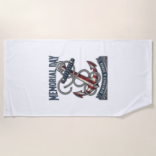 Memorial Day Anchor Remember Honour Vintage Shirt_ Beach Towel