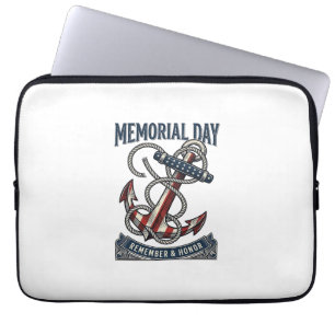 Memorial Day Anchor Remember Honour Vintage Shirt_ Laptop Sleeve