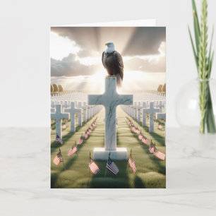 Memorial Day Bald Eagle On a Cross Card