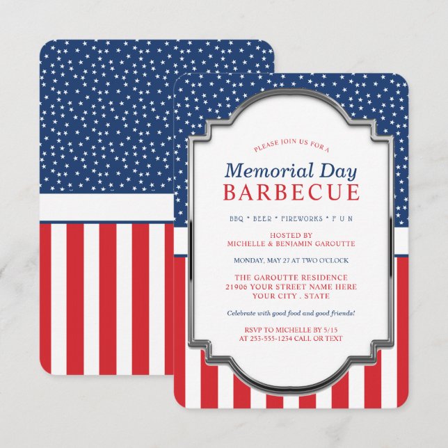 Memorial Day Barbecue Party Invitation (Front/Back)