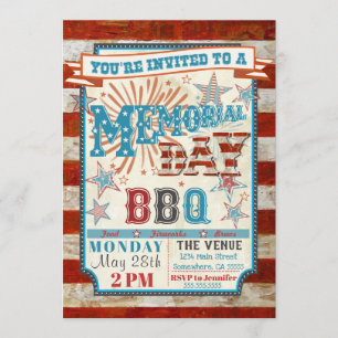 Memorial Day BBQ Cookout Invitations