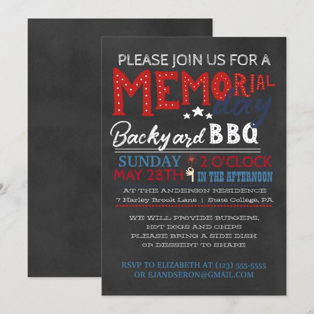 Memorial Day BBQ Invitation (Front/Back)