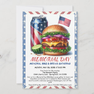 Memorial Day BBQ Invitation – Patriotic Backyard 