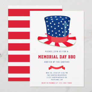 Memorial Day BBQ Red White Blue Invitation