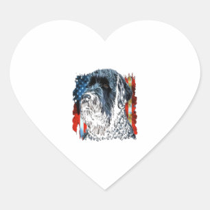 Memorial Day Black Russian Terrier American Flag Heart Sticker