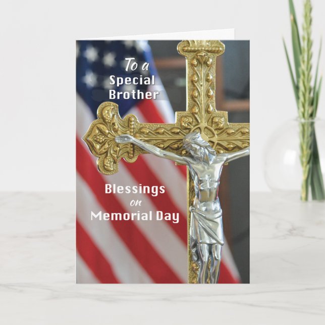Memorial Day Blessings to Brother with Cross Card (Front)
