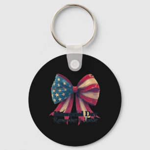 Memorial Day Bow Remember And Honour American Flag Key Ring