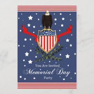 Memorial Day Card Party Invitation - Eagle And Ban