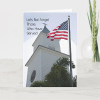 Memorial Day Card Religious with Church & Flag