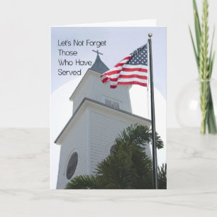 Memorial Day Card Religious with Church & Flag
