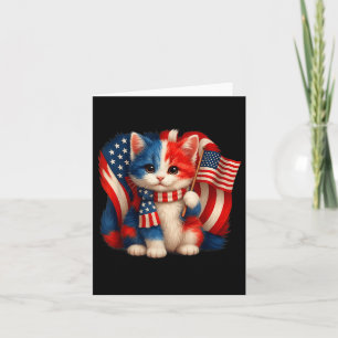 Memorial Day Cat, 4th Of July Patriotic Usa Flag F Card