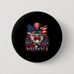 Memorial Day Cat 4th Of July Usa Flag Men Women Me 6 Cm Round Badge