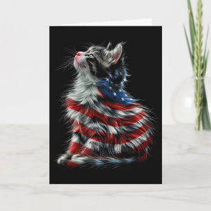 Memorial Day Cat And Independence Day Pride Card