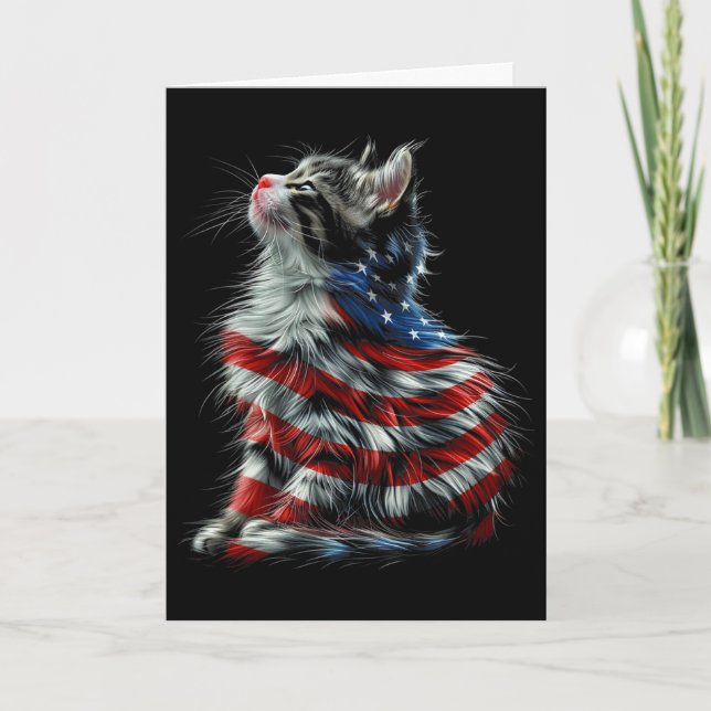 Memorial Day Cat And Independence Day Pride  Card (Front)