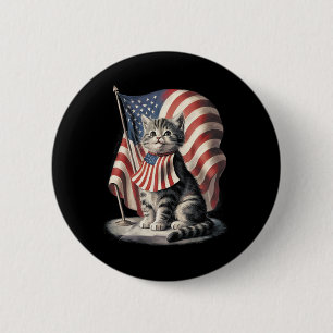 Memorial Day Cat Funny Kitten 4th Of July Patrioti 6 Cm Round Badge