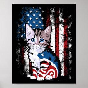 Memorial Day Cat Funny Kitten 4th Of July Patrioti Poster