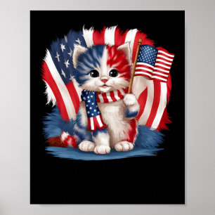 Memorial Day Cat Funny Kitten 4th Of July Patrioti Poster