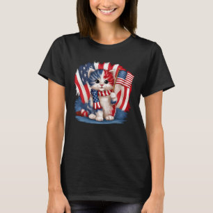 Memorial Day Cat Funny Kitten 4th Of July Patrioti T-Shirt