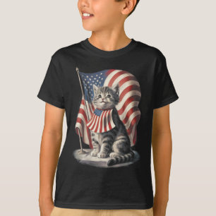 Memorial Day Cat Funny Kitten 4th Of July Patrioti T-Shirt