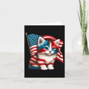 Memorial Day Cat Funny Kitten 4th Of July Usa Flag Card