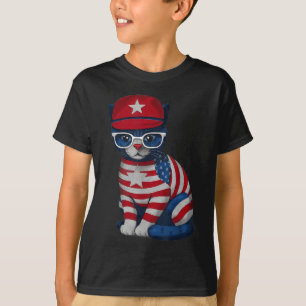 Memorial Day Cat, Happy 4th Of July Patriotic Usa  T-Shirt