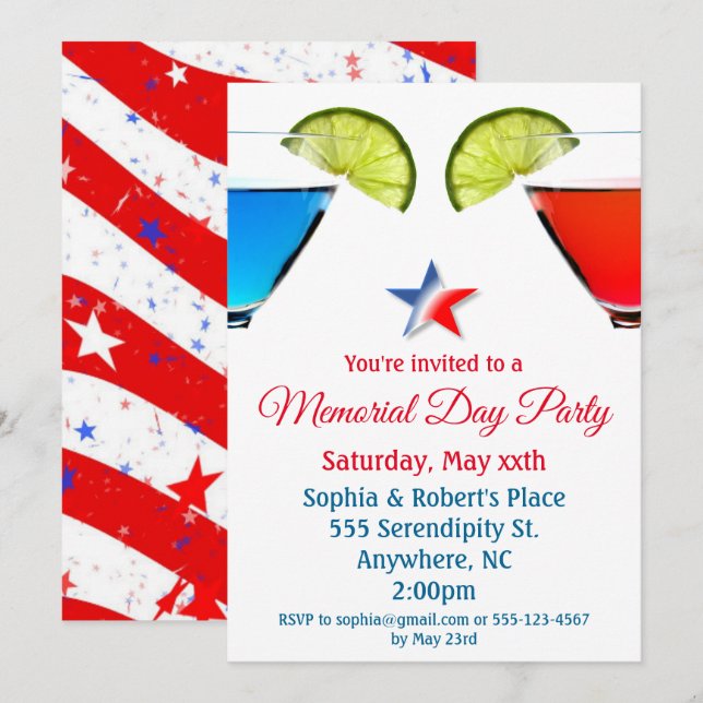 Memorial Day Cocktail Party Invitation (Front/Back)