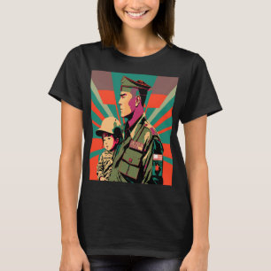 Memorial Day Commemoration Retro Soldier Dad With  T-Shirt