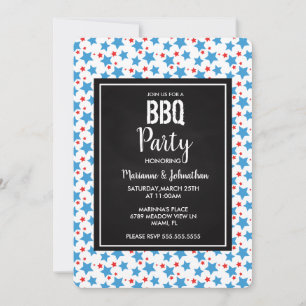Memorial Day Cook Out Party Grill Stars  Invitation