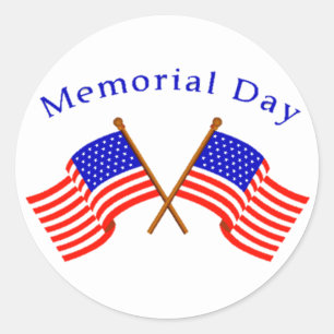 Memorial Day Crossed Flags Badge Classic Round Sticker