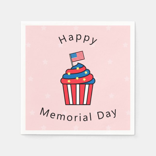 Memorial Day Cute American Cupcake Paper Napkin (Front)