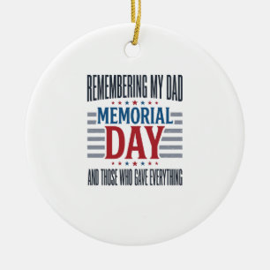 Memorial Day Dad Tribute Patriotic Ceramic Tree Decoration