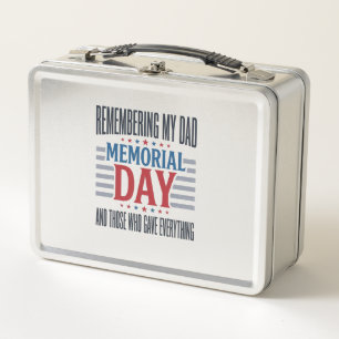 Memorial Day Dad Tribute Patriotic Metal Lunch Box