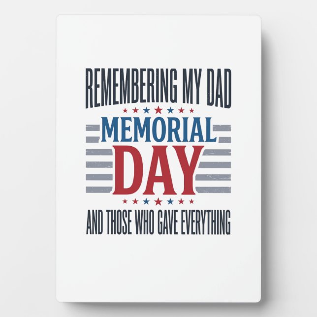 Memorial Day Dad Tribute Patriotic Plaque (Front)