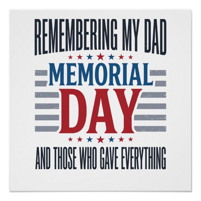 Memorial Day Dad Tribute Patriotic Poster (Front)