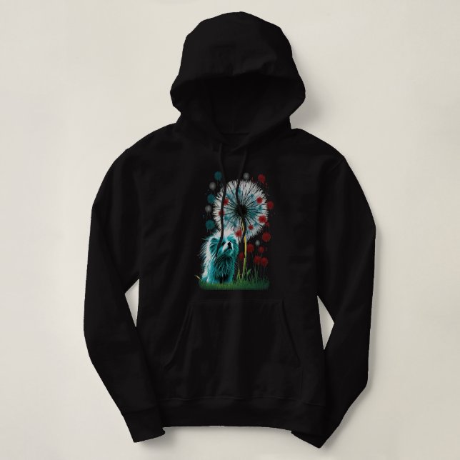 Memorial Day Dandelion Paw Print American Flag 4th Hoodie (Design Front)