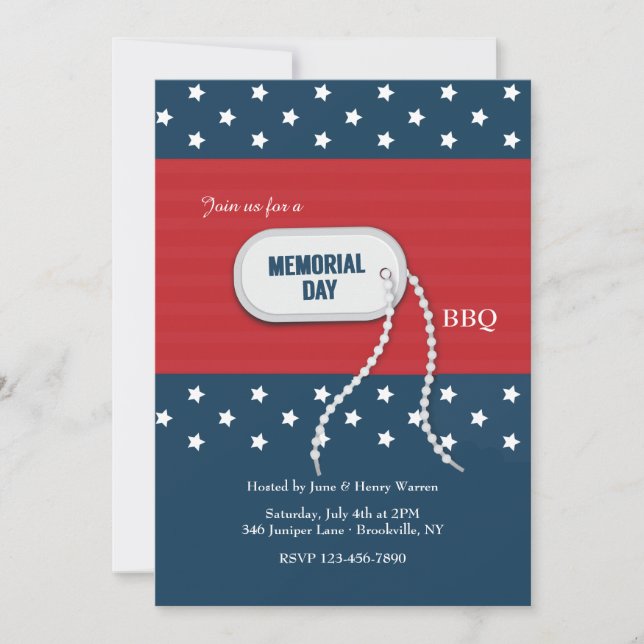 Memorial Day Dog Tag Invitation (Front)