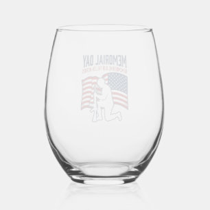Memorial Day Fallen Heroes Patriotic Soldier Shirt Stemless Wine Glass