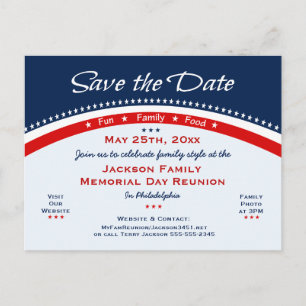 Memorial Day Family Reunion, Party, Save the Date Announcement Postcard