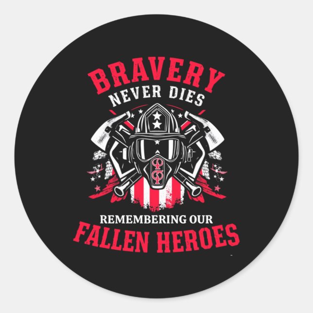 Memorial Day Firefighter Men Long Sleeve  Classic Round Sticker (Front)