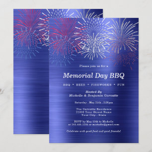 Memorial Day Fireworks Barbecue Party Invitation